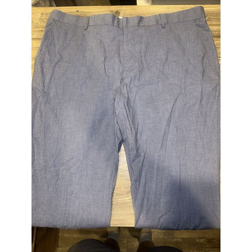 Nordstrom Dress Pants Mens 42 Blue Straight Leg Flat Front Trim Fit Unhemed. T